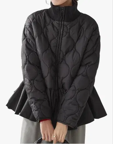 [고베 레터스] 페플럼 퀼팅 충전솜 블루종 코트 여성용 아우터