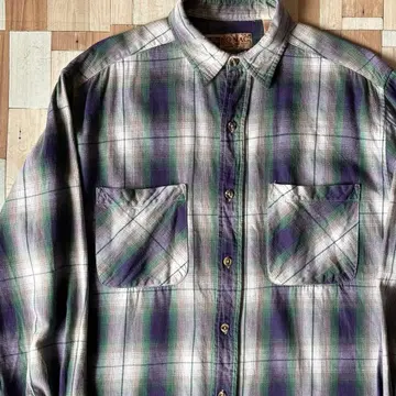 90s 빅맥 옴브레 체크 플란넬 셔츠 M 섀도우 체크