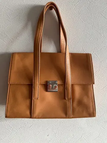 ANNE KLEIN 베이지 천연 가죽 핸드백