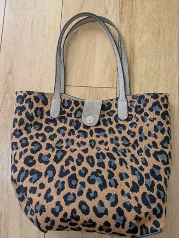 레오파드 베이지 리버서블 토트백