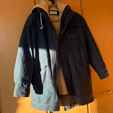 데님 블루 후드 부착 자켓