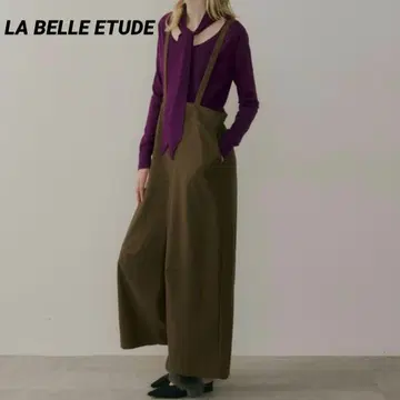 새상품급 라벨에튀드 BIG 커브 릴랙스 오버롤 팬츠 브라운