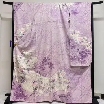 후리소데 총조임 은채 모란 매화 연보라 성인식 기모노 125tz