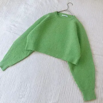 뷰티 앤 유스 울 립 래글런 크루넥 숏 니트 풀오버