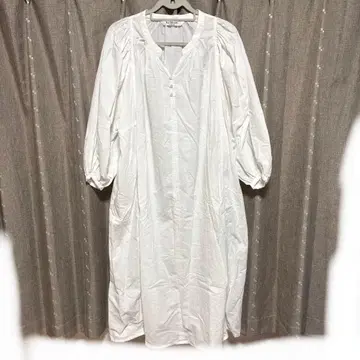 y122212 Ray BEAMS 원피스 화이트 퍼 코튼