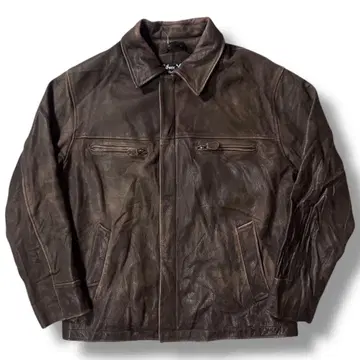 90s 가죽 자켓 페이드 싱글 라이더 카라 부착 두꺼운 페이드