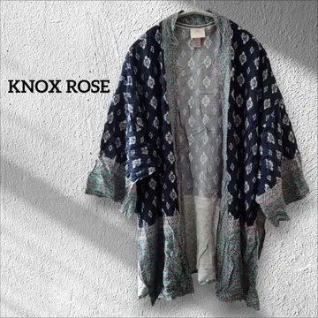 1점 한정 KNOX ROSE 네이비 꽃무늬 5부 소매 상의 겉옷 블라우스