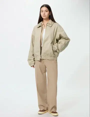 턱 와이드 팬츠 베이지 XS