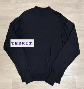 TERRIT 모크넥 니트 울 100% 블랙 이탈리아 표기 50