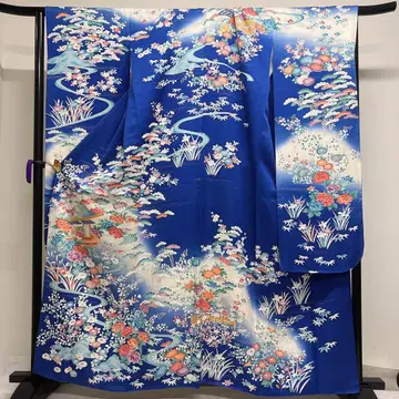후리소데 블렌딩 모란 국화 송죽매 창포 성인식 기모노 125tz