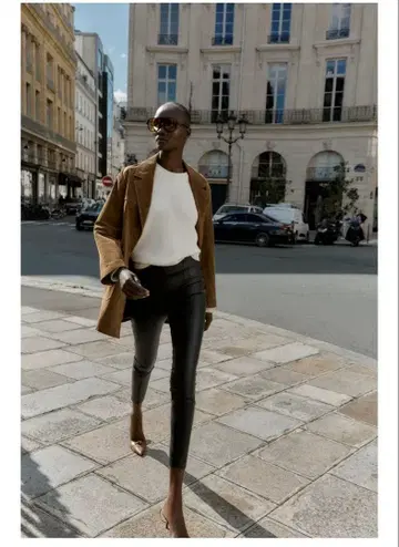 여성용 인조 가죽 팬츠 M