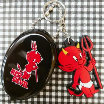 핫 스태프 코인 케이스 & 러버 키링 세트 판매 레드 데빌