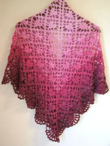 손뜨개질 삼각형 숄 핑크 L 사이즈