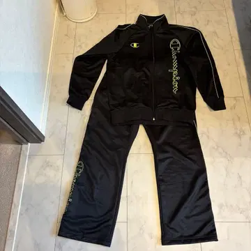 Champion 저지 세트 블랙 / 옐로우 그린 M 사이즈 상하의 세트