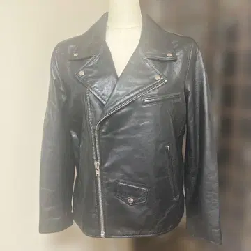 [ 새상품급 ] 블랙 가죽 더블 라이더 자켓