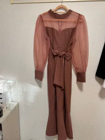 핑크 브라운 원피스 경사 드레스