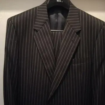 이지 오더 수트 네이비 컬러 스트라이프 백 오픈 팬츠 원턱