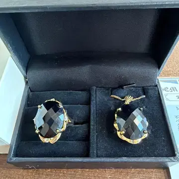 천연 오닉스 블랙 펜던트와 반지 세트