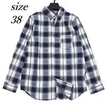 새상품 어반 리서치 체크 무늬 레귤러 카라 셔츠 린넨 느낌 사이즈 38