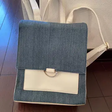 데님 화이트 백팩