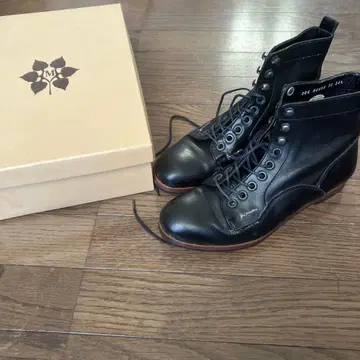 블랙 가죽 워크 부츠 박스 포함