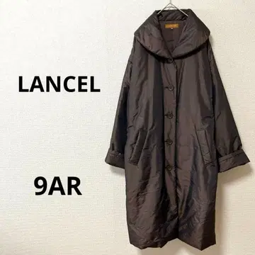 LANCEL 란셀 다크 브라운 롱 코트 큰 카라 부착 경량 9AR