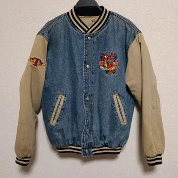 티거 자수 데님 바시티 자켓