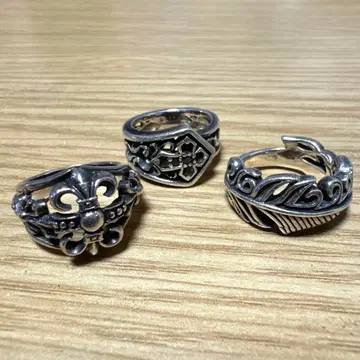 실버 925 반지 3개 묶음 판매 페더 크로스 모티브 15호