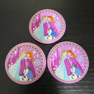 디즈니 자수 캔 배지 2종 안나 3개 세트