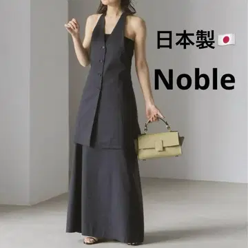 새상품급 Noble 코튼 린넨 홀터넥 튜닉 블랙 베스트