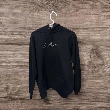 로스앤젤레스 자수 블랙 후드 부착 후드티