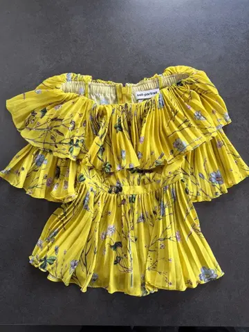 self portrait 플라워 프린트 플리츠 상의