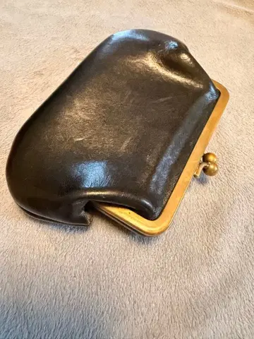 N25 블랙 가죽 가마구치 지갑