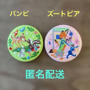 디즈니 자수 캔뱃지 2개 세트 주토피아 밤비