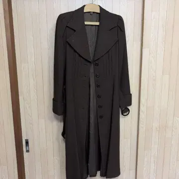 브라운 롱 코트 허리 벨트 포함
