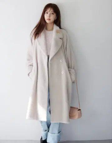 snidel 샤기 코쿤 코트 베이지