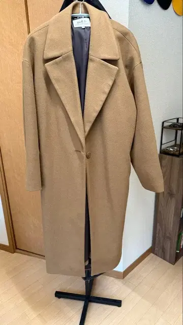 베이지 오버 사이즈 체스터 코트 롱 코트 니코앤드