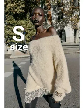 완판템 ZARA 레이스 콤비 니트 스웨터 에크루 S