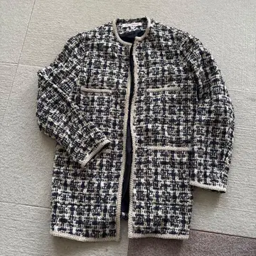 노카라 트위드 자켓 네이비