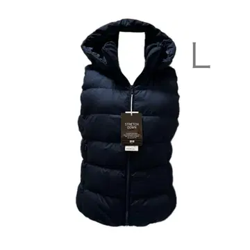 [택 포함 미사용] 유니클로 다운 베스트 후드 부착 네이비 L