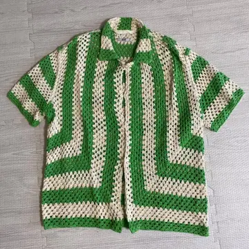 BODE Lime Crochet Shirt