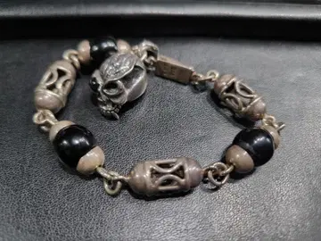 빈티지 멕시코 925 스털링 실버 스컬 팔찌