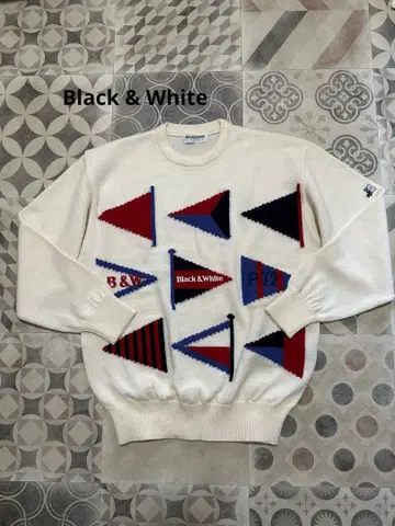 Black & White 아이보리 남성용 니트 스웨터 사이즈 L