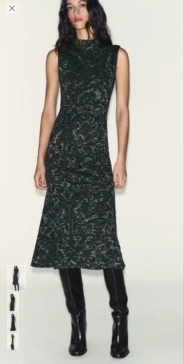 블랙 레이스 슬리브리스 미디 드레스 ZARA