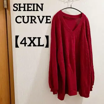 SHEIN CURVE [ 4XL ] 빨간색 긴팔 니트 심플 무지 루즈핏