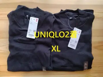 유니클로 2벌 세트 리브 하이넥 T XL 블랙