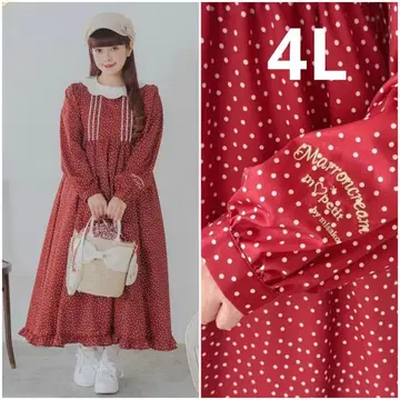 시마무라 마론 크림 원피스 4L 빨간색 아오키 미사코 새상품 산리오