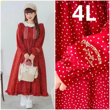 시마무라 마론 크림 원피스 4L 빨간색 아오키 미사코 새상품 산리오