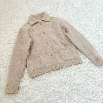 MHL. 마가렛호웰 카라 부착 니트 가디건 아이보리 사이즈 2