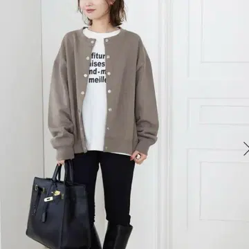 SLOBE IENA 더블 페이스 저지 스냅 가디건